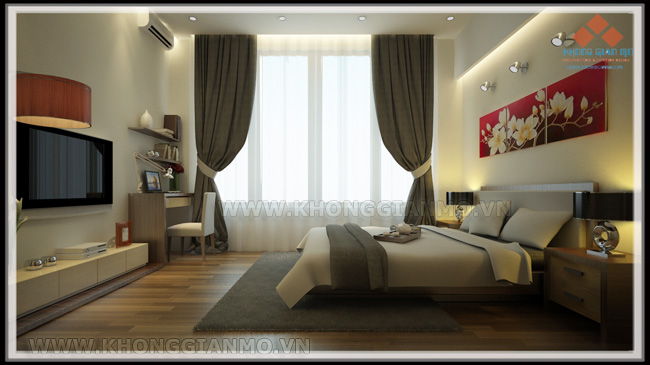 Thiết kế nội thất biệt thự Phối cảnh 3D Phòng ngủ khách Biệt thự Anh Đức - TP Tuyên Quang